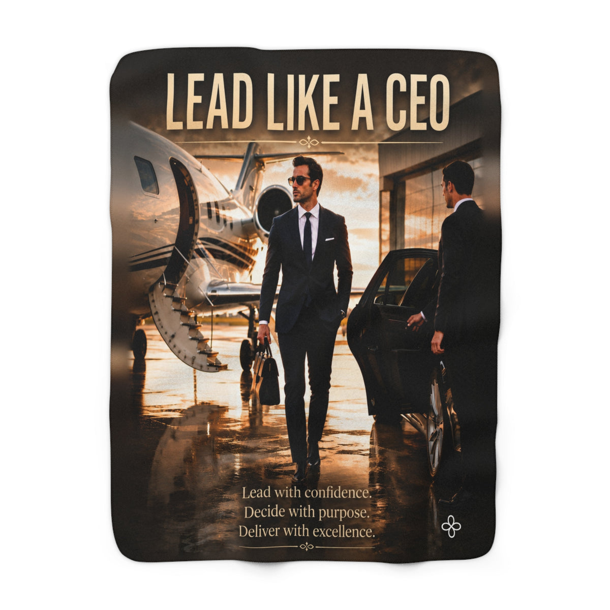 Lead Like a CEO - Style 1 Motivational Sherpa Blanket | Inspirational Quote Sherpa Fleece Throw | Uplifting Gift | Better Every Day