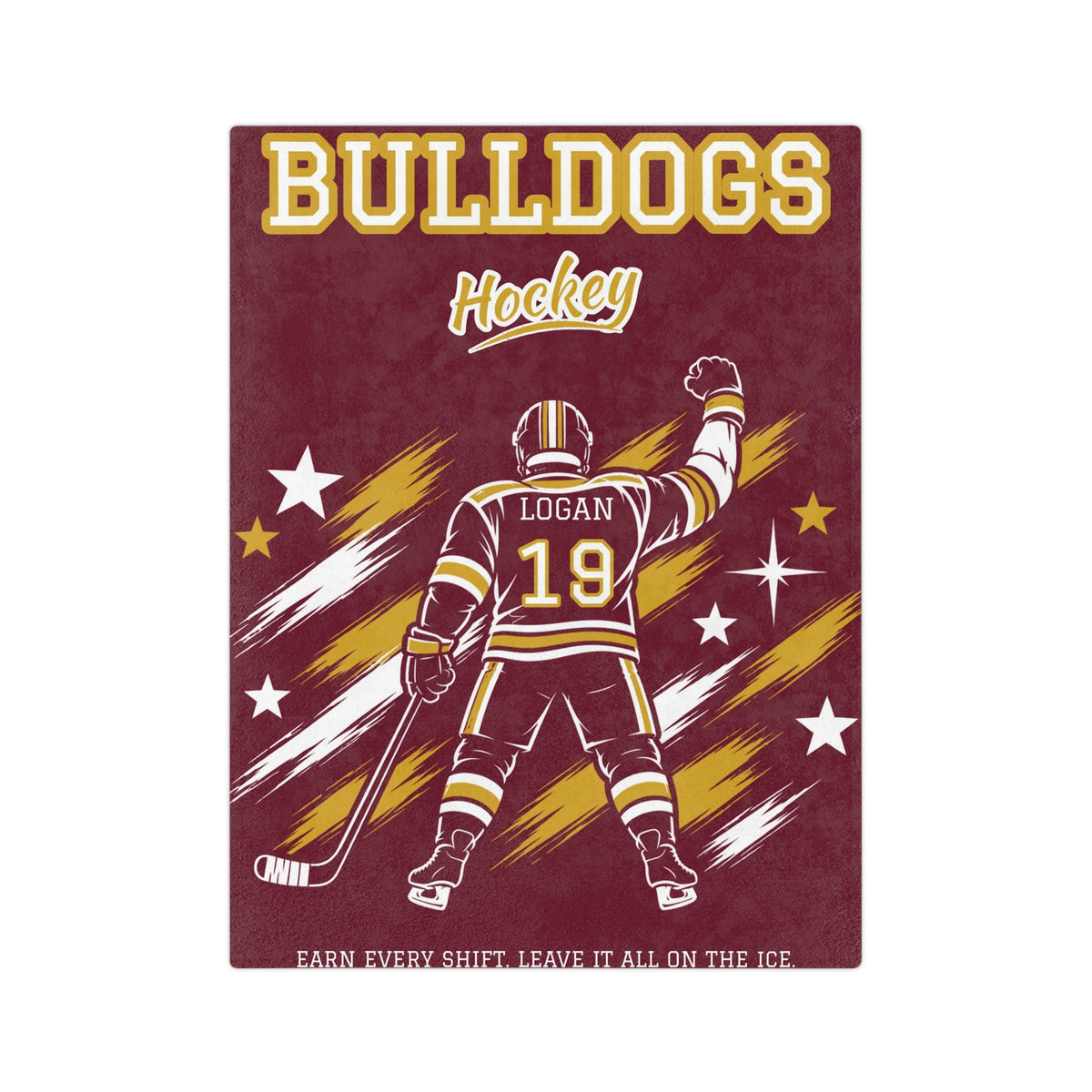 Personalized Hockey Blanket - Player Spotlight Design | Custom Team Name, Number & Player Name | 2 Styles, Your Team Colors | Plush Throw