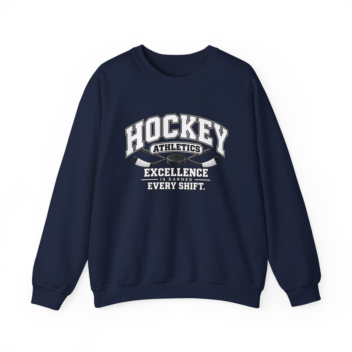 Hockey Athletics Sweatshirt | Excellence Is Earned Every Shift | Hockey Gildan Crewneck