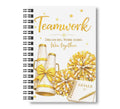 Teamwork - Cheerleading Notebook 8.5"x11, Gold Wide Ruled Blank Notebook, Spiral Bound