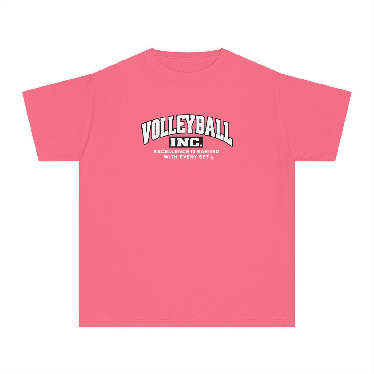 Volleyball Inc. Youth T-Shirt | Excellence Is Earned With Every Set | Girls Volleyball Comfort Colors Youth Tee