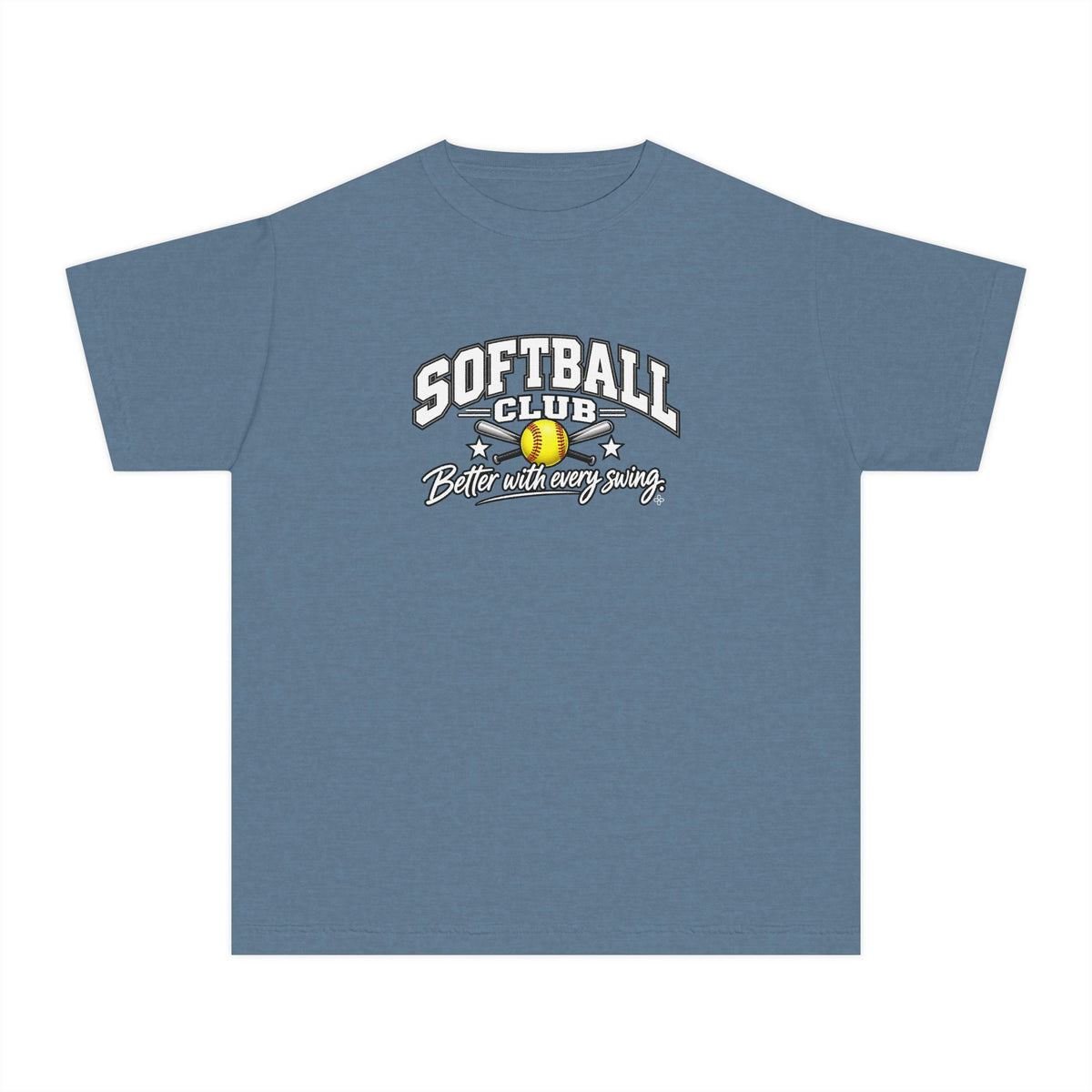 Softball Club Youth T-Shirt | Better With Every Swing | Girls Softball Comfort Colors Youth Tee