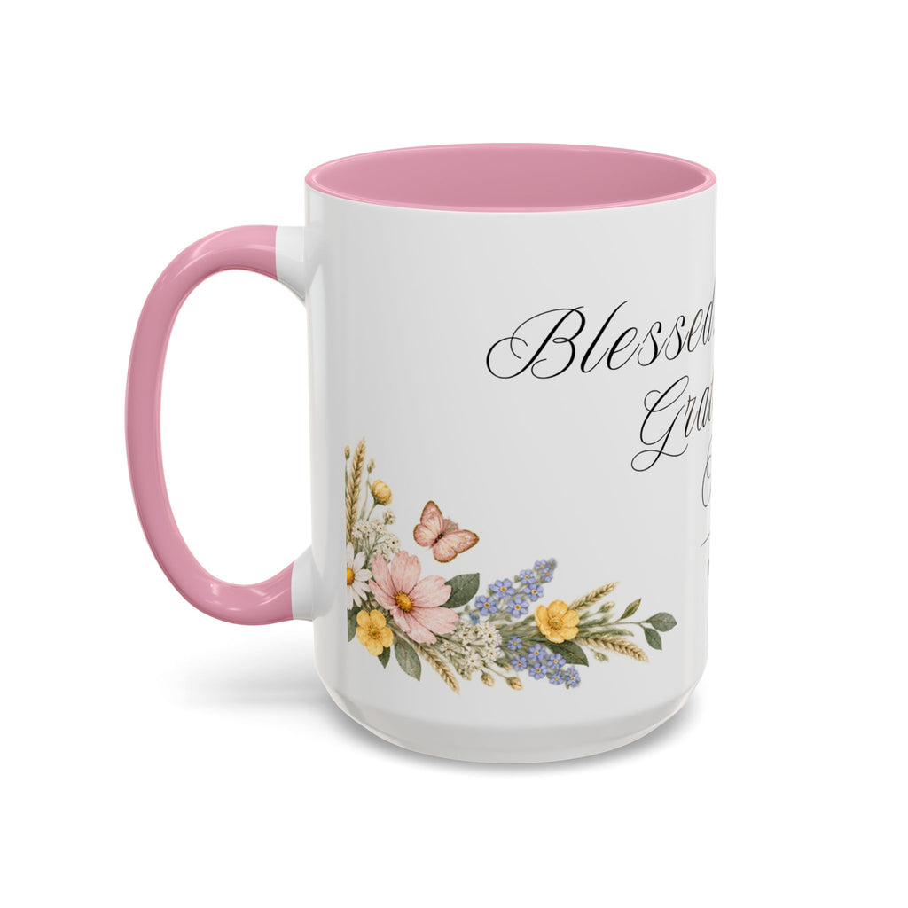 Blessed Grateful Faithful Coffee Mug 15oz | In Every Season | Floral Christian Mug