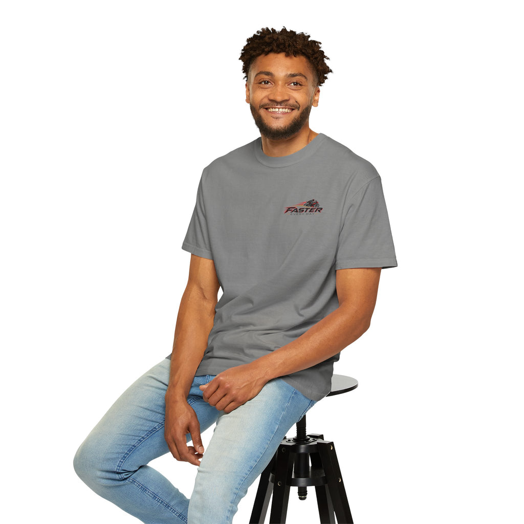 Faster Every Day Ride to Be Better Sport Bike Tee | Front Logo and Back Print | Comfort Colors T-Shirt
