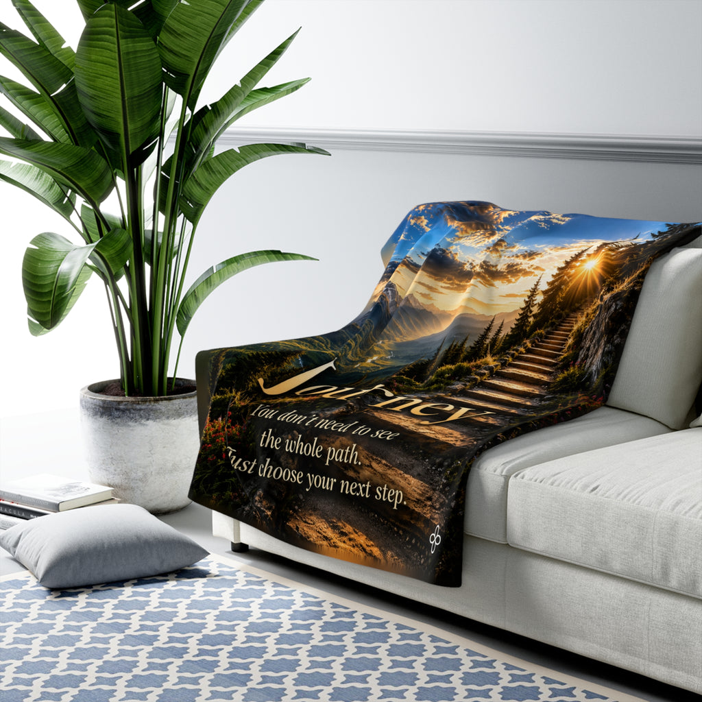Journey Motivational Sherpa Blanket | Inspirational Quote Sherpa Fleece Throw | Uplifting Gift | Better Every Day