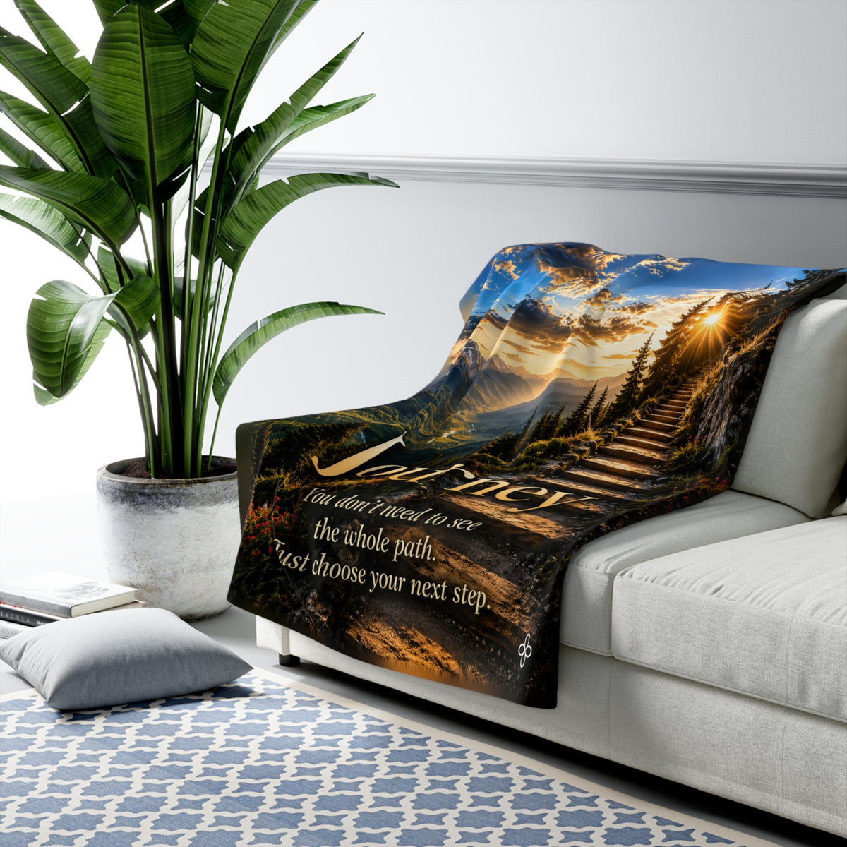 Journey Motivational Sherpa Blanket | Inspirational Quote Sherpa Fleece Throw | Uplifting Gift | Better Every Day
