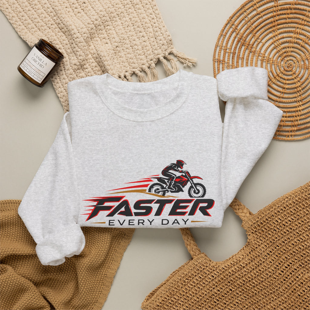 Faster Every Day Dirt Bike Logo Sweatshirt | Motocross Gift | Gildan Crewneck Sweatshirt