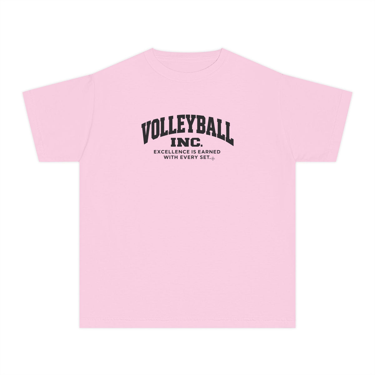 Volleyball Inc. Youth T-Shirt | Excellence Is Earned With Every Set | Girls Volleyball Comfort Colors Youth Tee