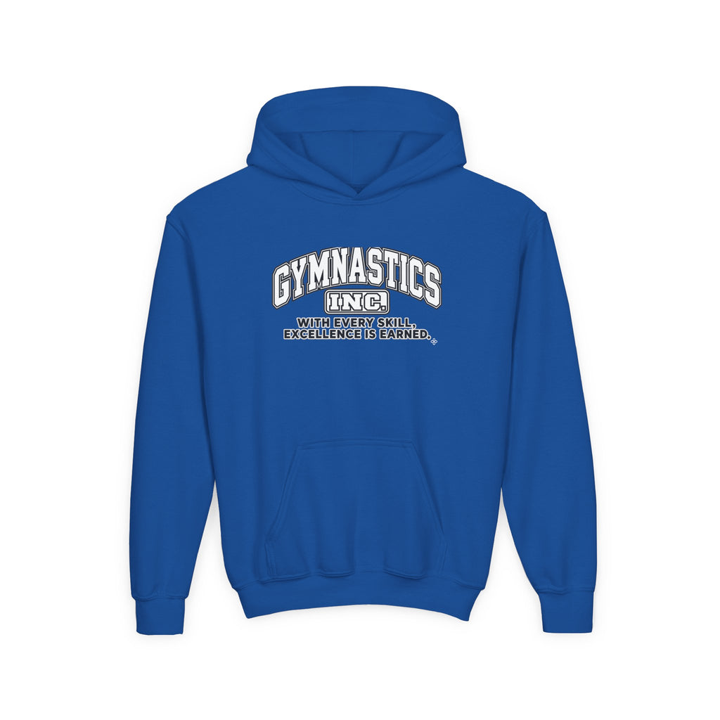 Gymnastics Inc. Youth Hoodie | With Every Skill, Excellence Is Earned | Girls Gymnastics Youth Hoodie