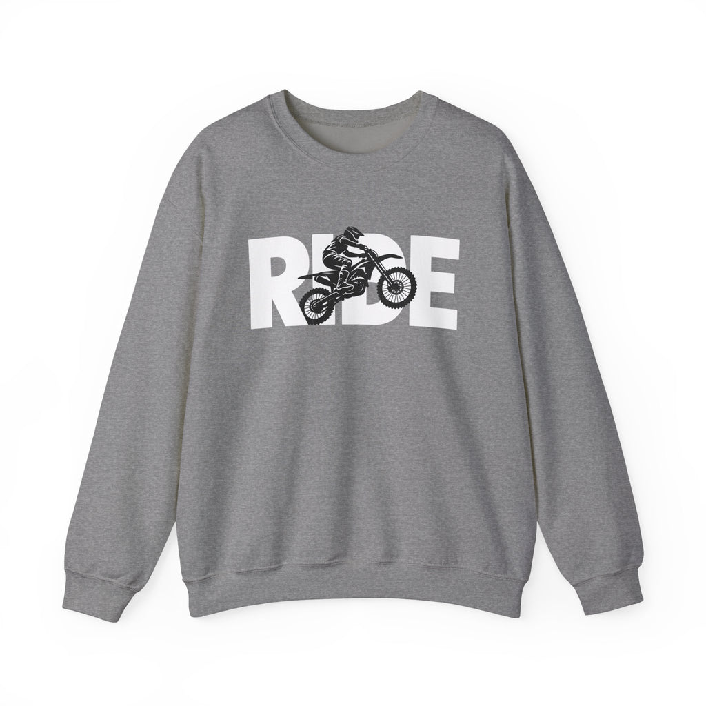 RIDE Dirt Bike Sweatshirt | Dirt Bike Rider Graphic | Gildan Crewneck
