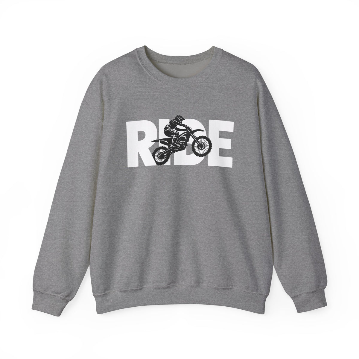 RIDE Dirt Bike Sweatshirt | Dirt Bike Rider Graphic | Gildan Crewneck