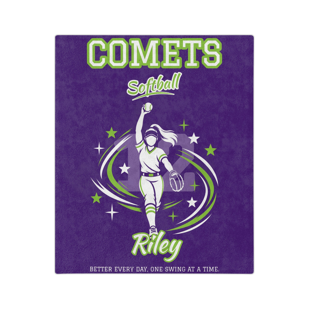 Personalized Softball Blanket - Player Spotlight Design | Custom Team Name, Number & Player Name | 2 Styles, Your Team Colors | Plush Throw