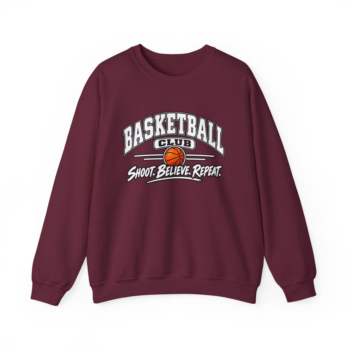 Basketball Club Sweatshirt | Shoot, Believe, Repeat | Basketball Gildan Crewneck