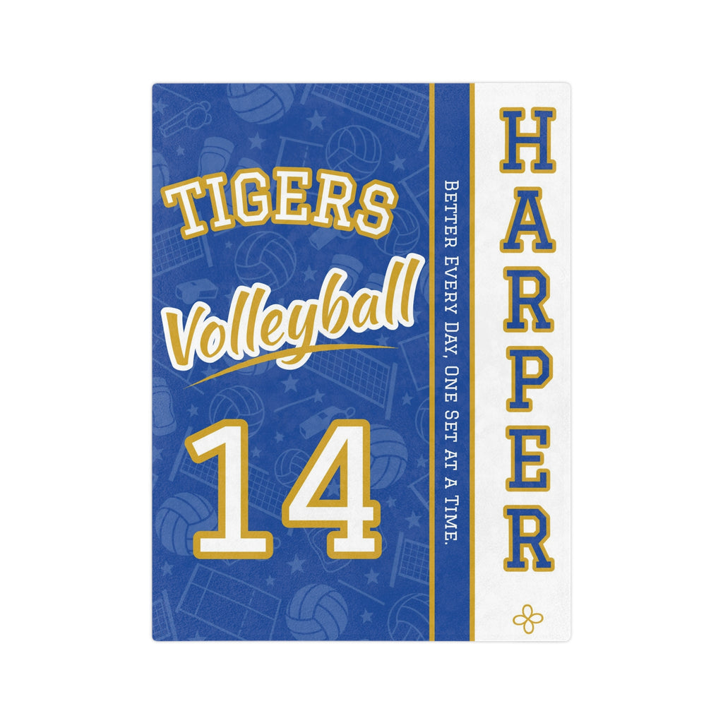 Personalized Volleyball Blanket - Varsity Split Design | Custom Team Name, Number or Class Year & Player Name | Volleyball Player, Senior Night Gift | Plush Throw