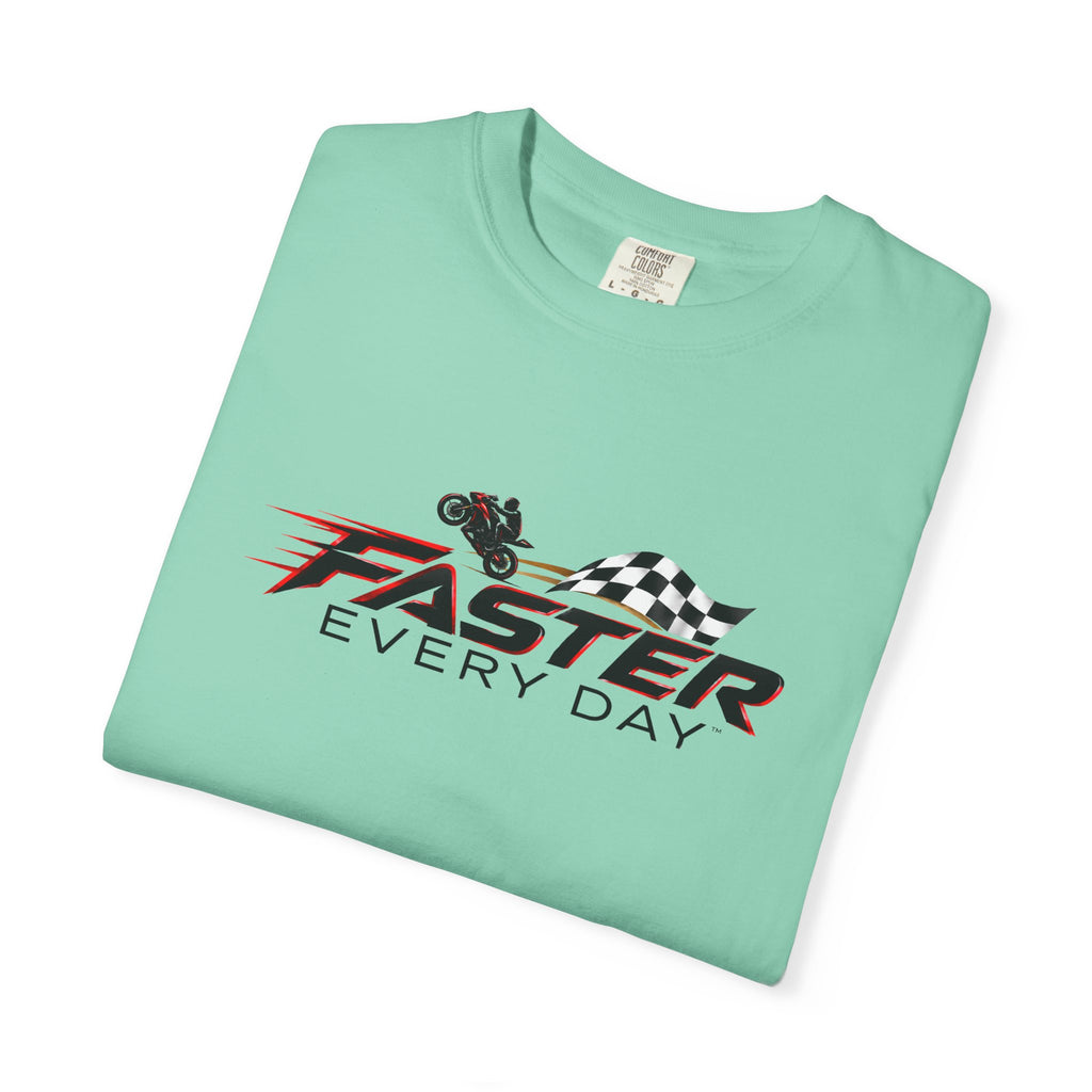 Faster Every Day Checkered Flag Logo Tee | Motorcycle Racing Shirt | Comfort Colors T-Shirt