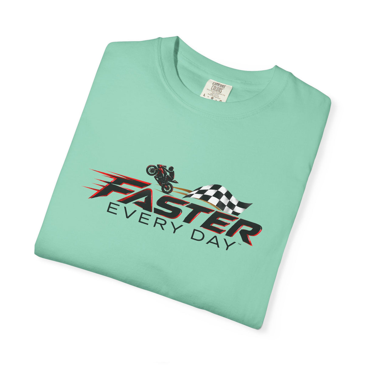 Faster Every Day Checkered Flag Logo Tee | Motorcycle Racing Shirt | Comfort Colors T-Shirt