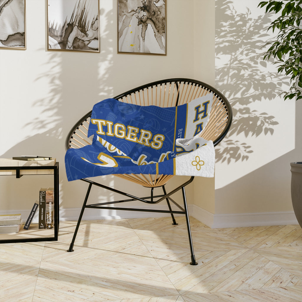 Personalized Volleyball Blanket - Varsity Split Design | Custom Team Name, Number or Class Year & Player Name | Volleyball Player, Senior Night Gift | Plush Throw
