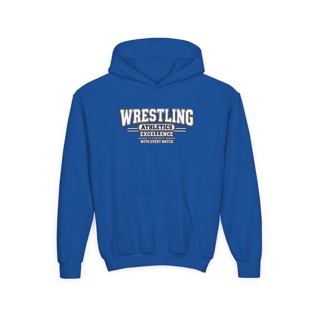 Wrestling Athletics Youth Hoodie | Excellence Is Earned With Every Match | Kids Wrestling Youth Hoodie