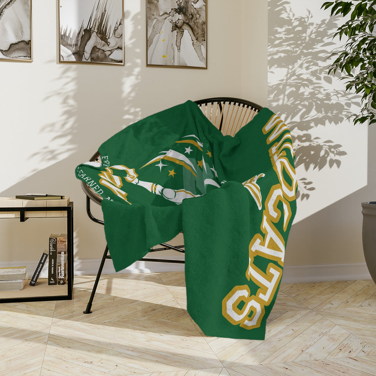 Personalized Football Blanket - Player Spotlight Design | Custom Team Name, Number & Player Name | 2 Styles, Your Team Colors | Plush Throw