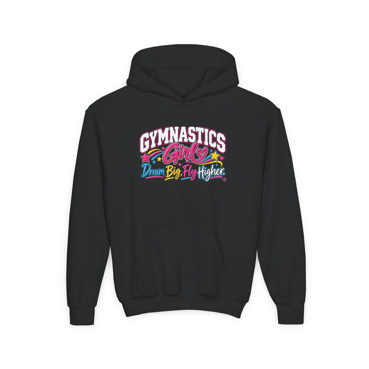 Gymnastics Girl Youth Hoodie | Dream Big, Fly Higher | Girls Gymnastics Youth Hoodie