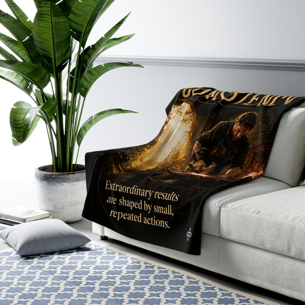 Consistency Motivational Sherpa Blanket | Inspirational Quote Sherpa Fleece Throw | Uplifting Gift | Better Every Day
