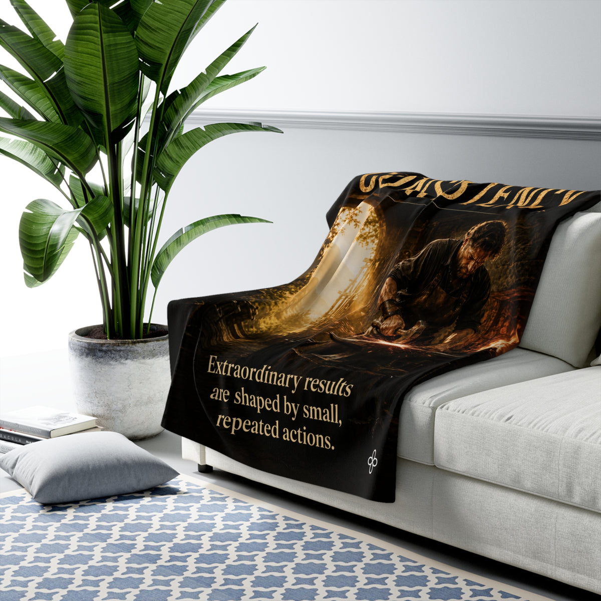 Consistency Motivational Sherpa Blanket | Inspirational Quote Sherpa Fleece Throw | Uplifting Gift | Better Every Day