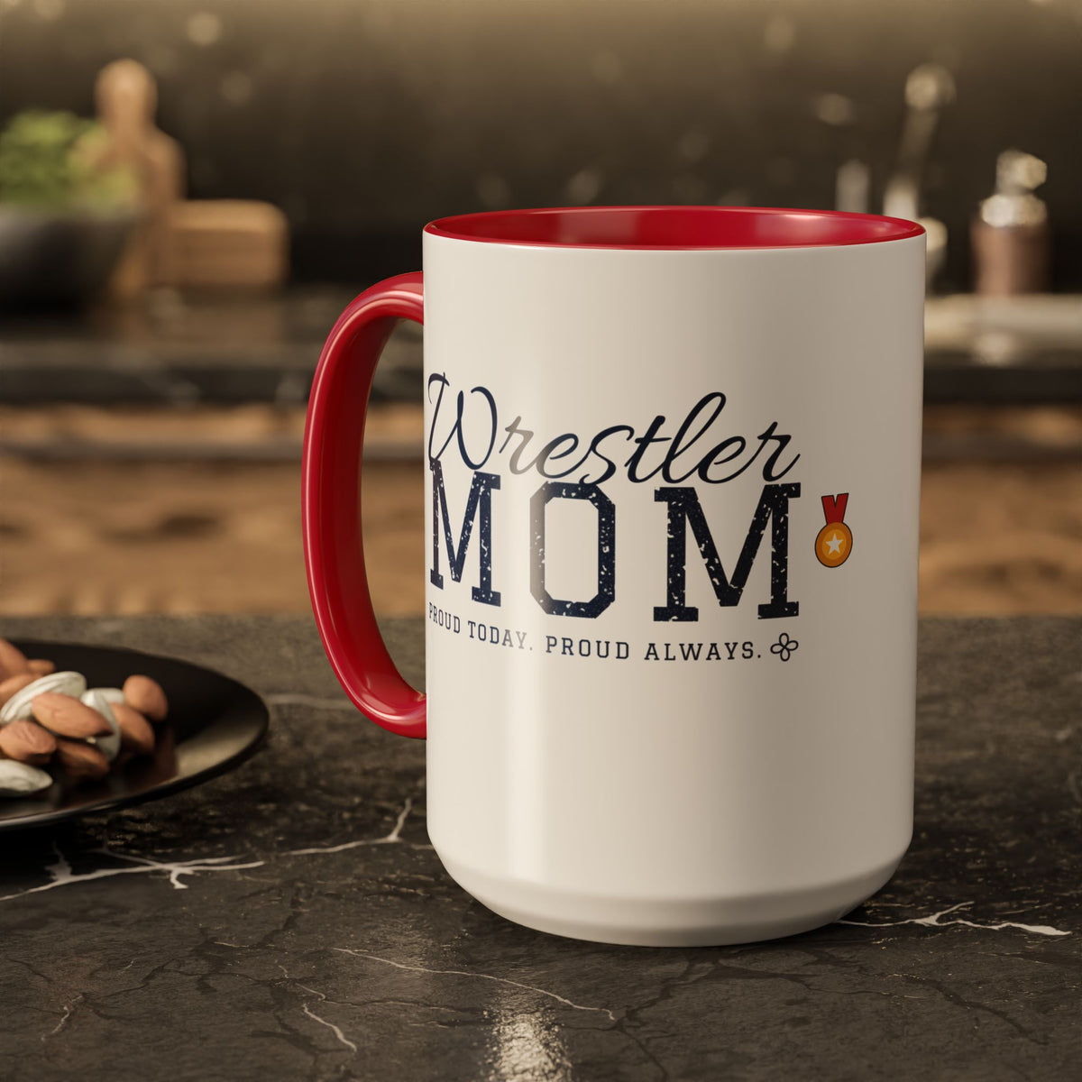 Personalized Wrestling Mom Mug - Proud Today. Proud Always. | Custom Team Name & Wrestler Name | Wrestling Dad, Grandma Gift | 15 oz