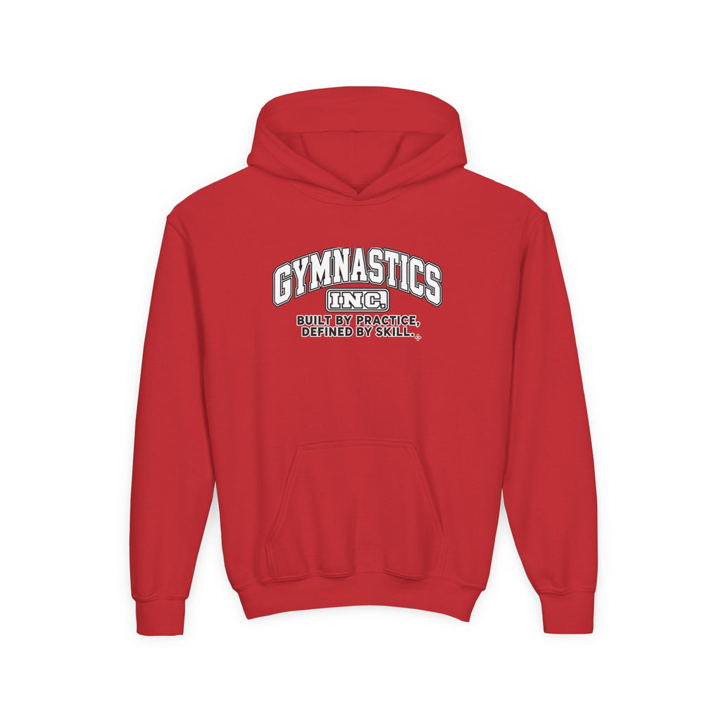 Gymnastics Inc. Youth Hoodie | Built by Practice, Defined by Skill | Girls Gymnastics Youth Hoodie