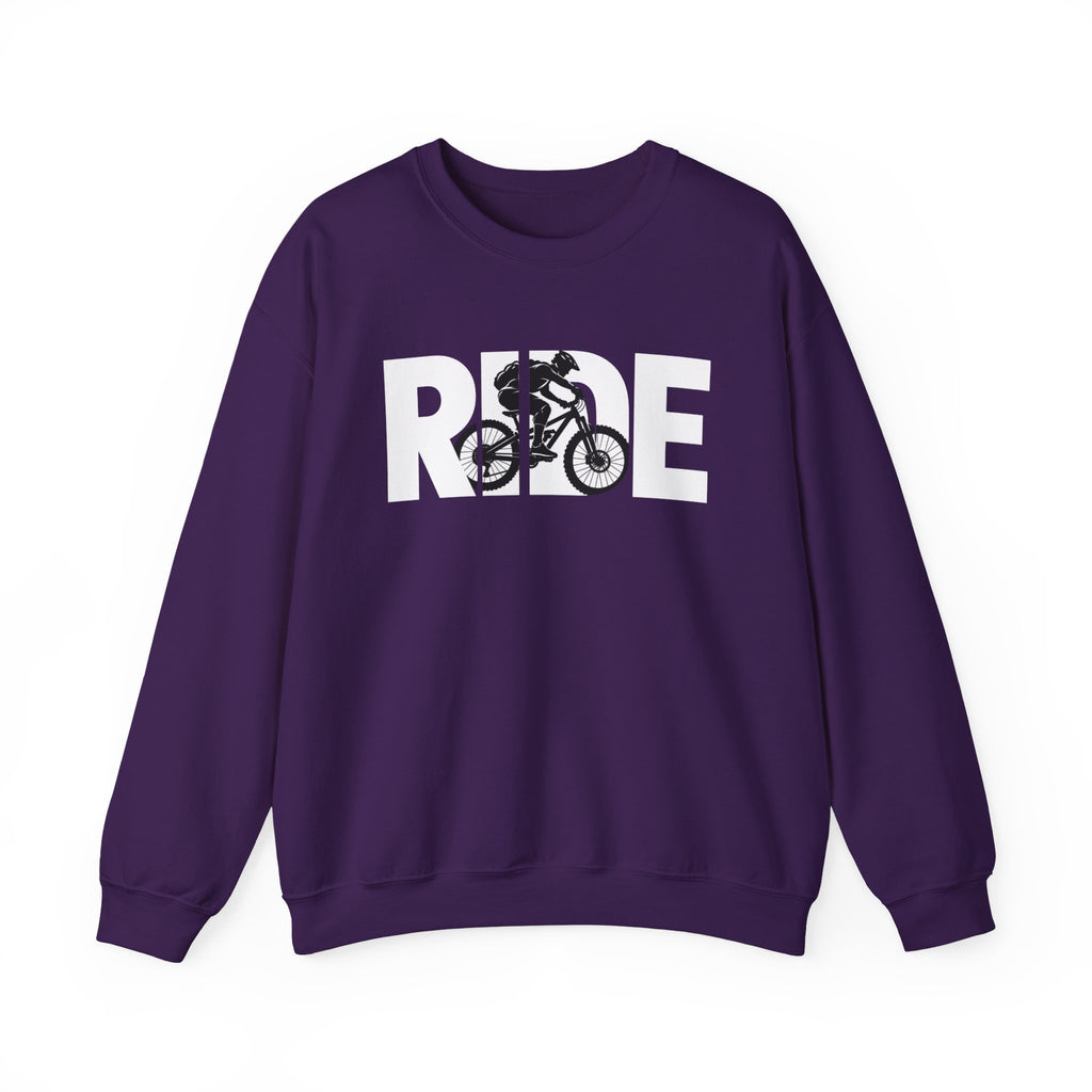 RIDE Mountain Bike Sweatshirt | Mountain Biker Graphic | Gildan Crewneck