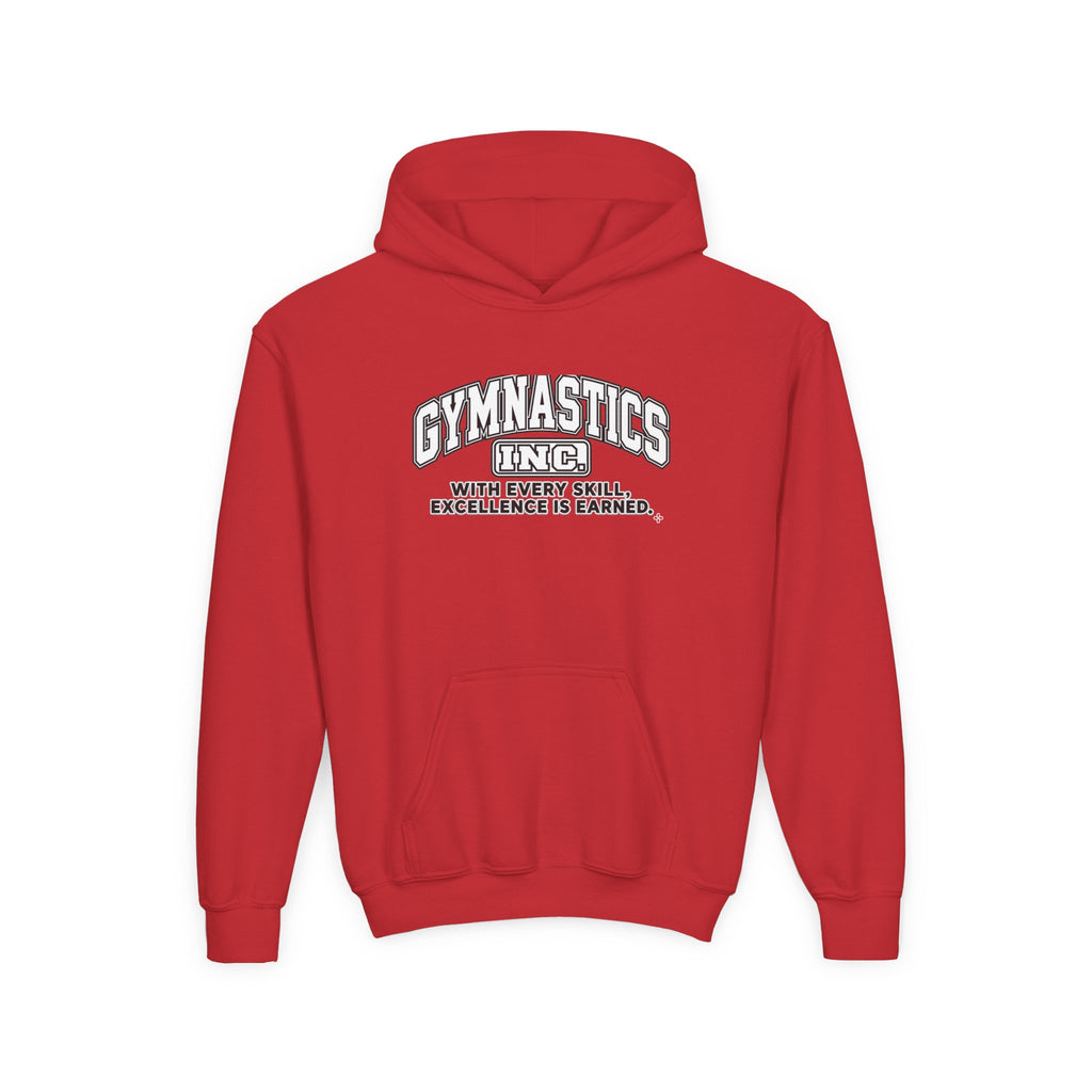 Gymnastics Inc. Youth Hoodie | With Every Skill, Excellence Is Earned | Girls Gymnastics Youth Hoodie