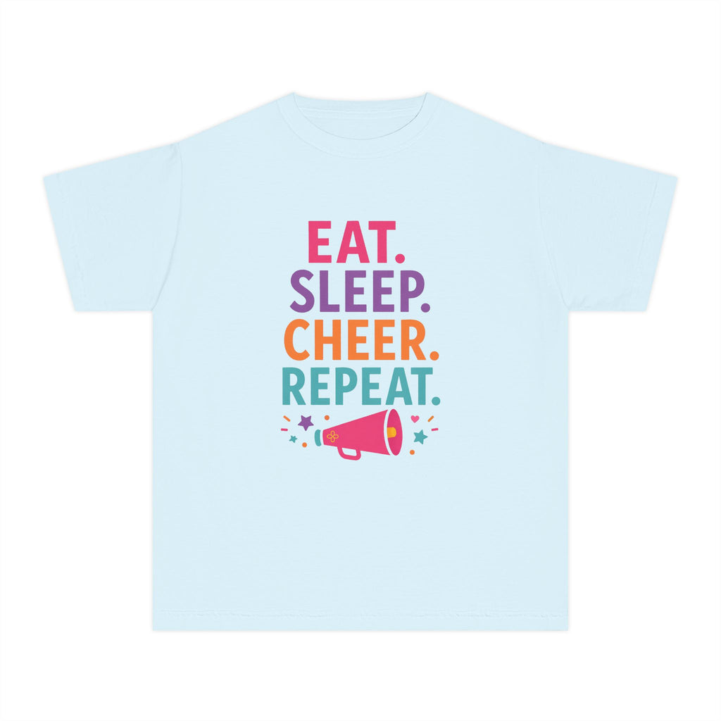 Eat Sleep Cheer Repeat Youth T-Shirt | Cheerleader Gift | Girls Cheer Comfort Colors Youth Tee