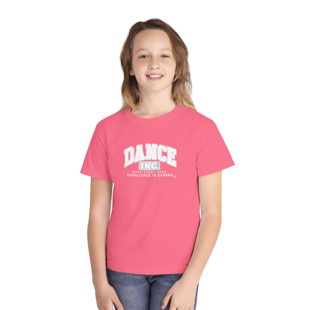 Dance Inc. Youth T-Shirt | With Every Step, Excellence Is Earned | Girls Dance Comfort Colors Youth Tee
