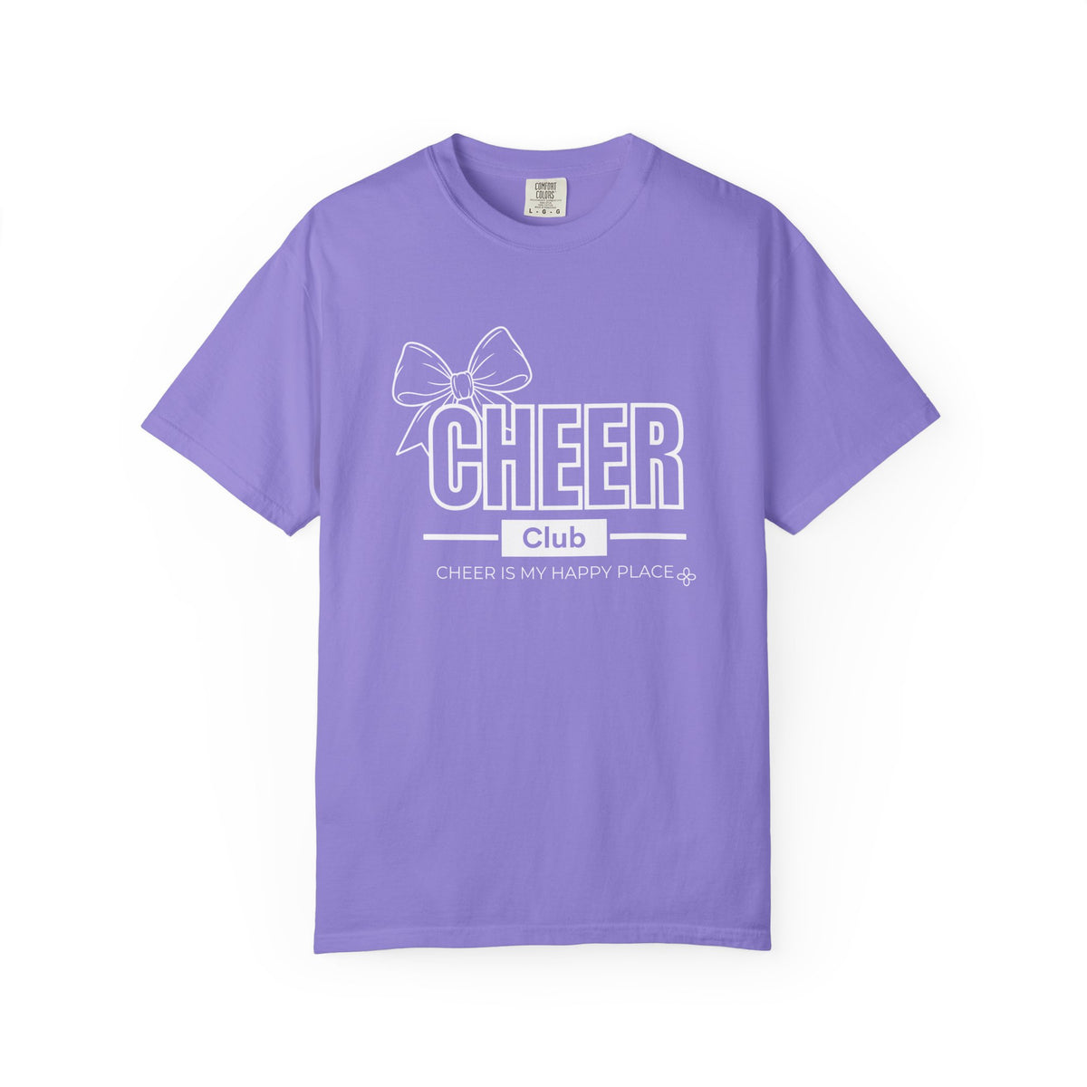 Cheer Club Bow T-Shirt | Cheer Bow, Cheer Is My Happy Place | Cheer Comfort Colors Tee