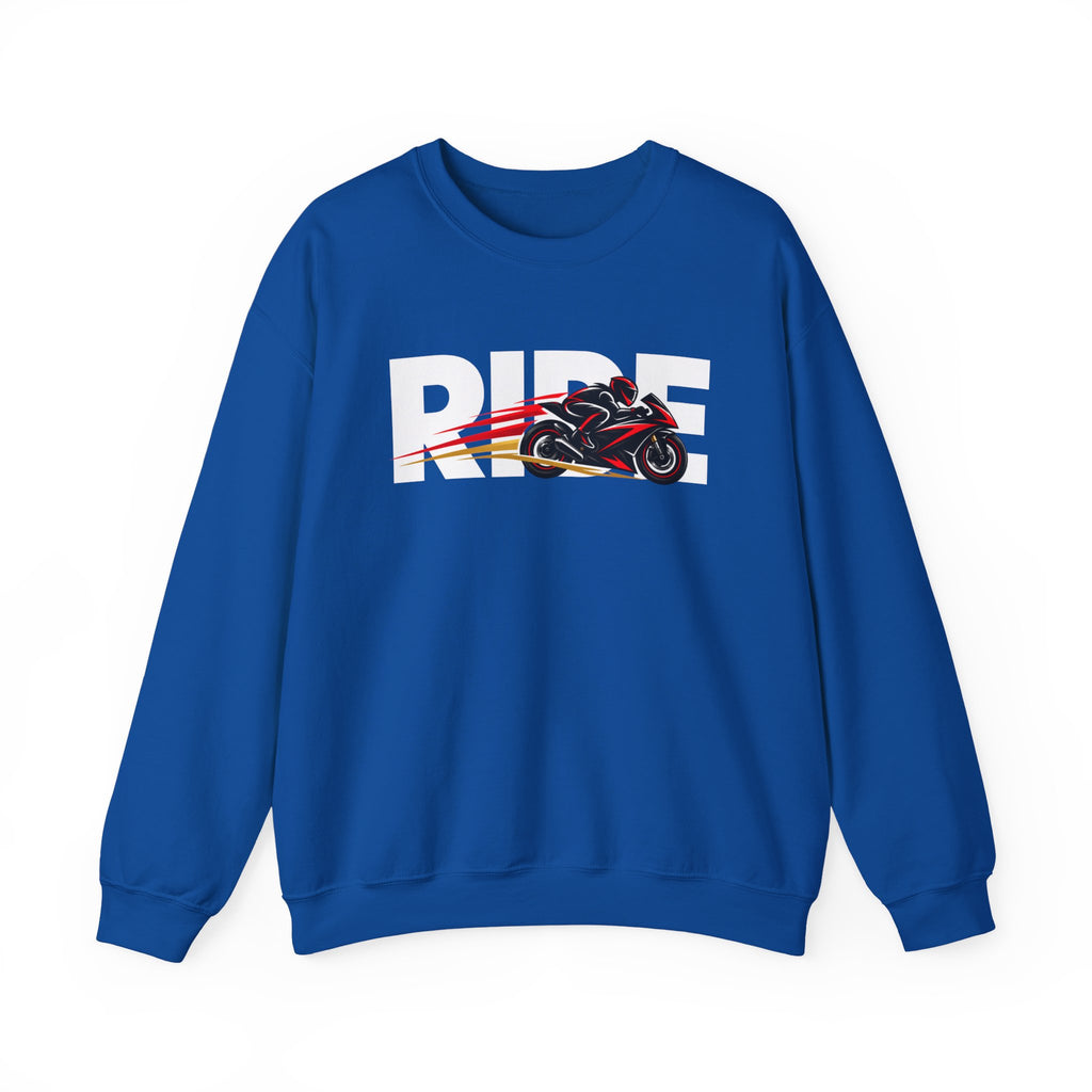 RIDE Sport Bike Sweatshirt | Sport Bike Rider Graphic | Gildan Crewneck