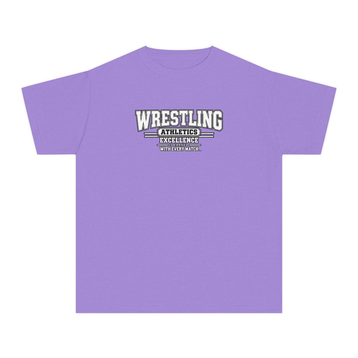 Wrestling Athletics Youth T-Shirt | Excellence Is Earned With Every Match | Kids Wrestling Comfort Colors Youth Tee