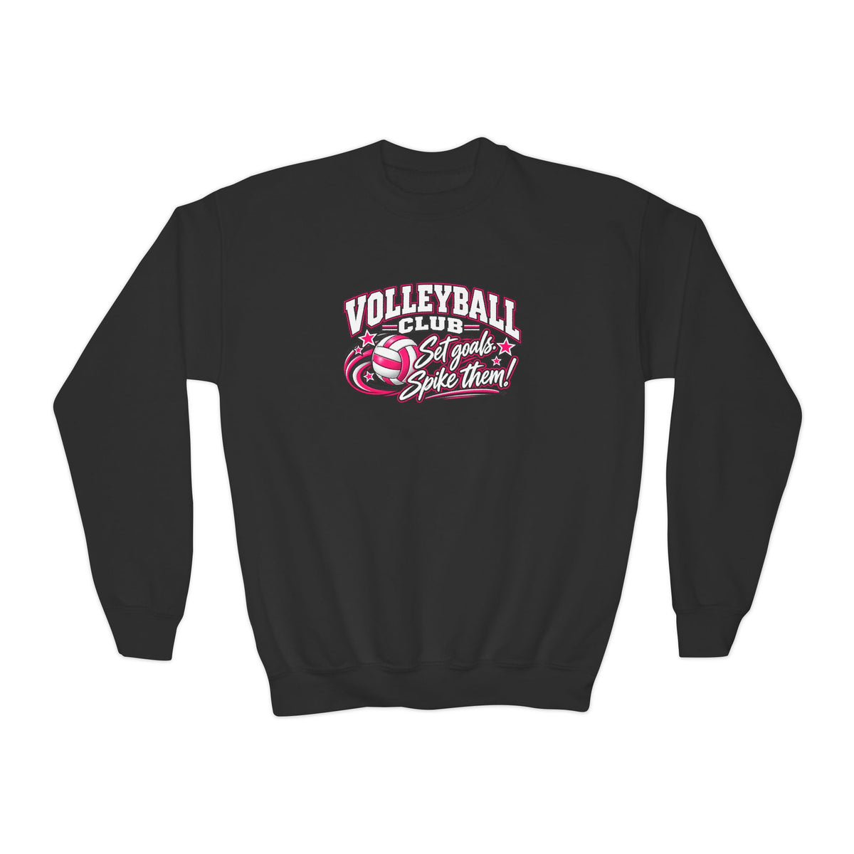 Volleyball Club Youth Sweatshirt | Set Goals, Spike Them | Girls Volleyball Youth Crewneck