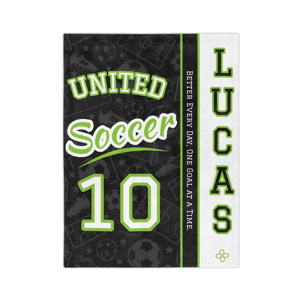 Personalized Soccer Blanket - Varsity Split Design | Custom Team Name, Number or Class Year & Player Name | Soccer Player, Senior Night Gift | Plush Throw