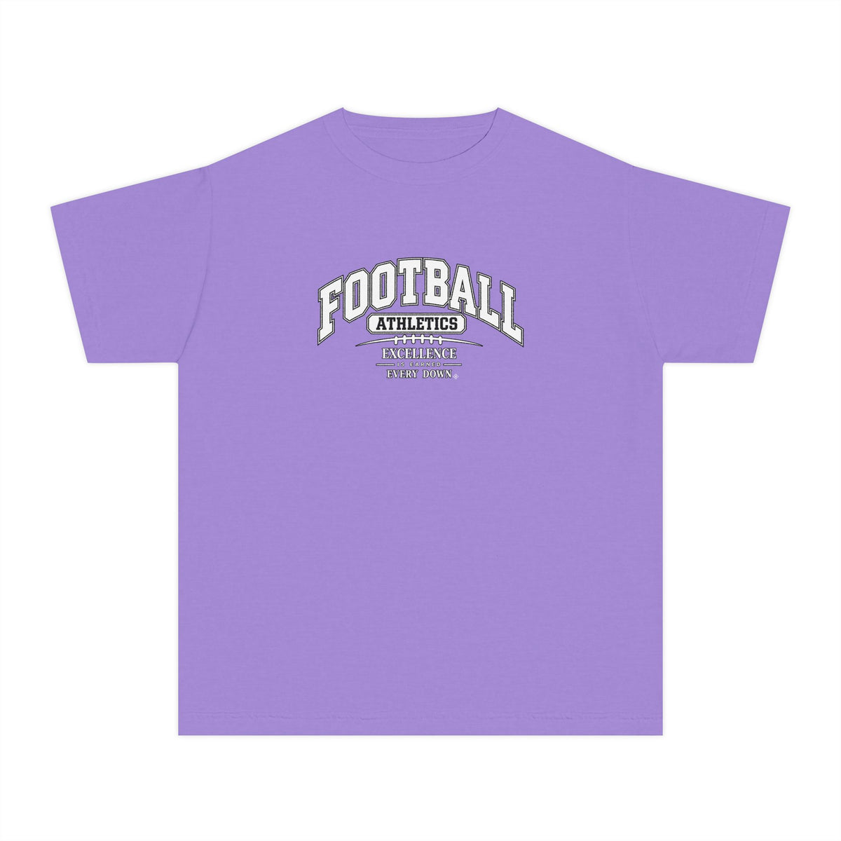 Football Athletics Youth T-Shirt | Excellence Is Earned Every Down | Kids Football Comfort Colors Youth Tee
