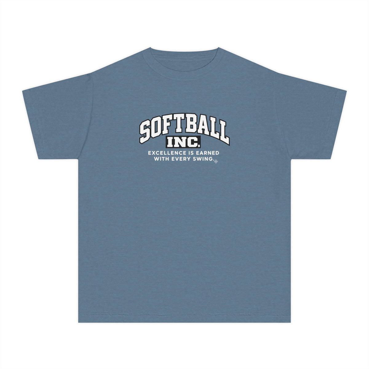 Softball Inc. Youth T-Shirt | Excellence Is Earned With Every Swing | Girls Softball Comfort Colors Youth Tee