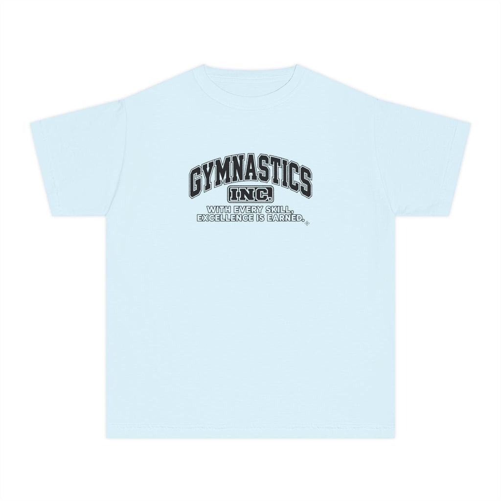 Gymnastics Inc. Youth T-Shirt | With Every Skill, Excellence Is Earned | Girls Gymnastics Comfort Colors Youth Tee