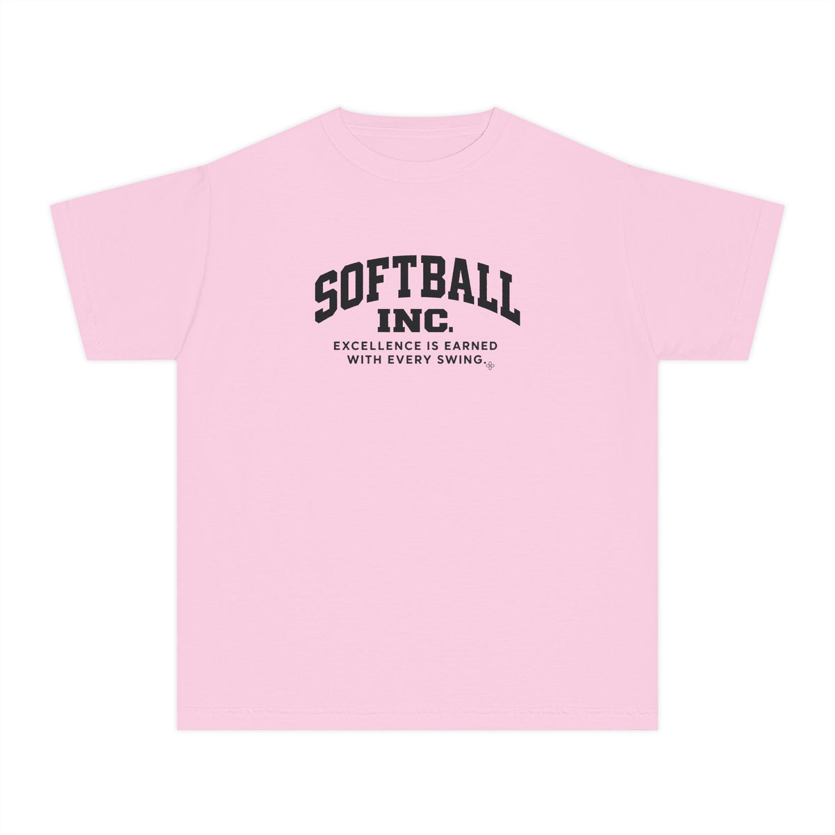 Softball Inc. Youth T-Shirt | Excellence Is Earned With Every Swing | Girls Softball Comfort Colors Youth Tee