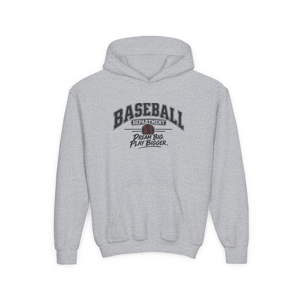 Baseball Department Youth Hoodie | Dream Big, Play Bigger | Kids Baseball Youth Hoodie