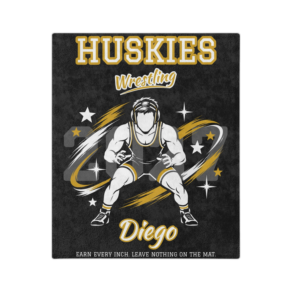 Personalized Wrestling Blanket - Player Spotlight Design | Custom Team Name, Class Year & Wrestler Name | 2 Styles, Your Team Colors | Plush Throw