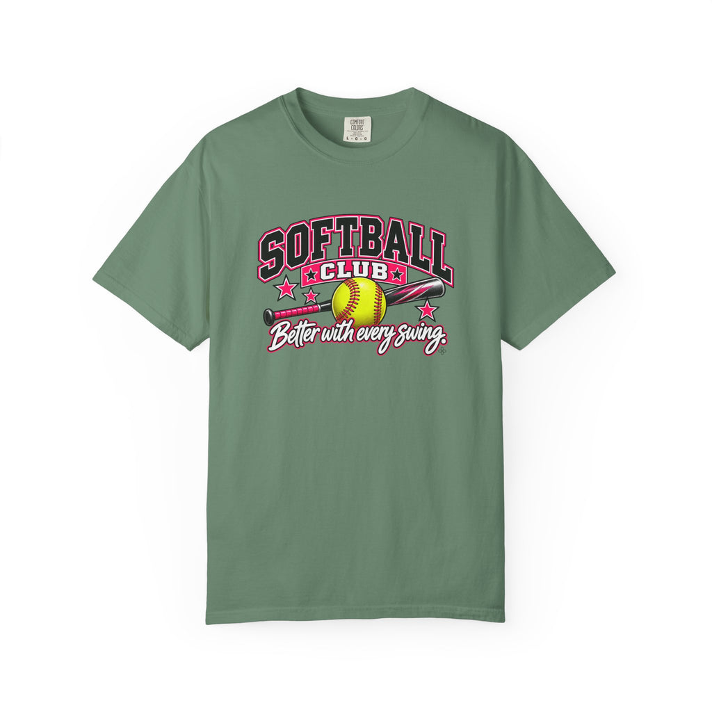 Softball Club T-Shirt | Better With Every Swing | Softball Comfort Colors Tee