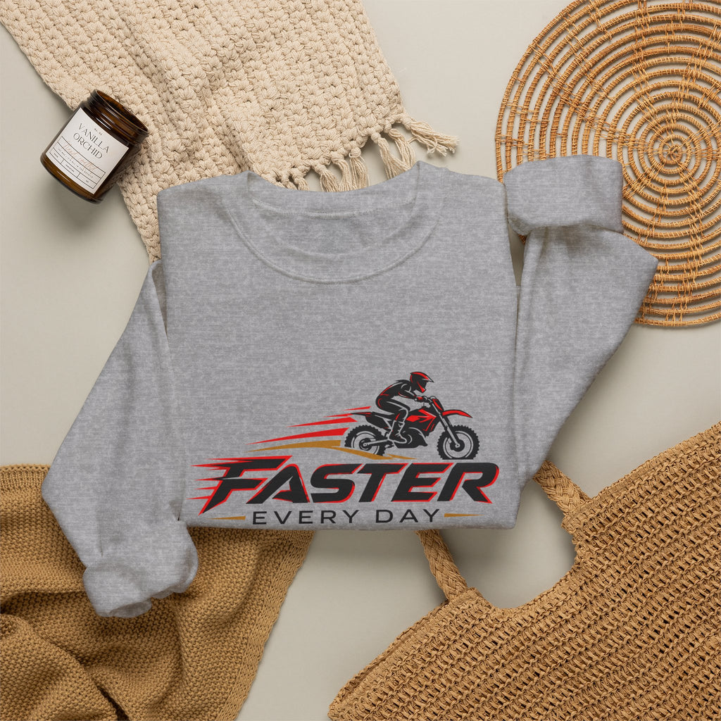 Faster Every Day Dirt Bike Logo Sweatshirt | Motocross Gift | Gildan Crewneck Sweatshirt