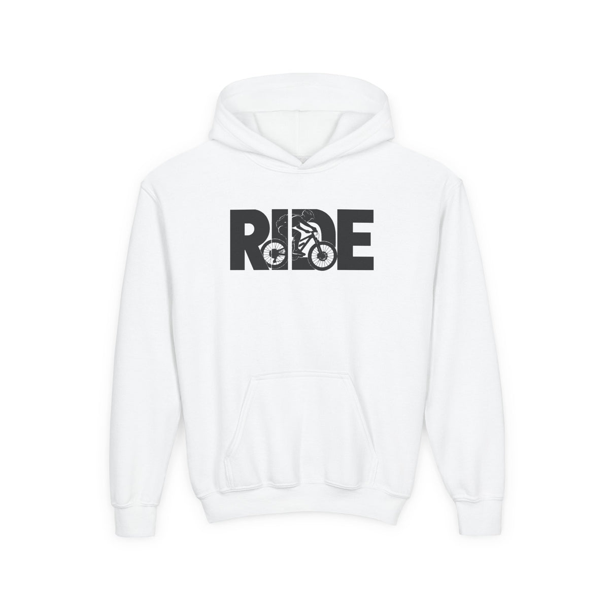 RIDE Mountain Bike Youth Hoodie | Mountain Biker Graphic | Kids Youth Hoodie