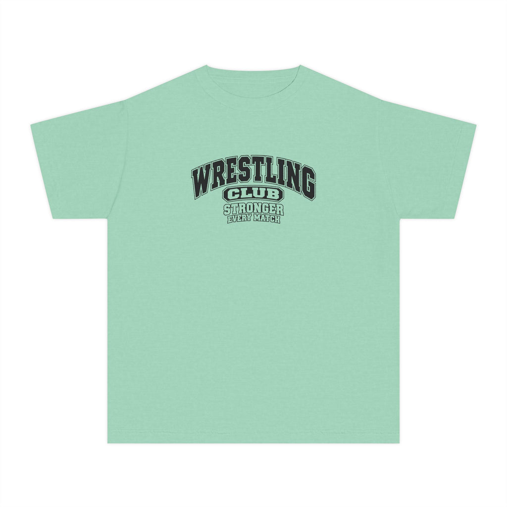Wrestling Club Youth T-Shirt | Stronger Every Match | Kids Wrestling Comfort Colors Youth Tee