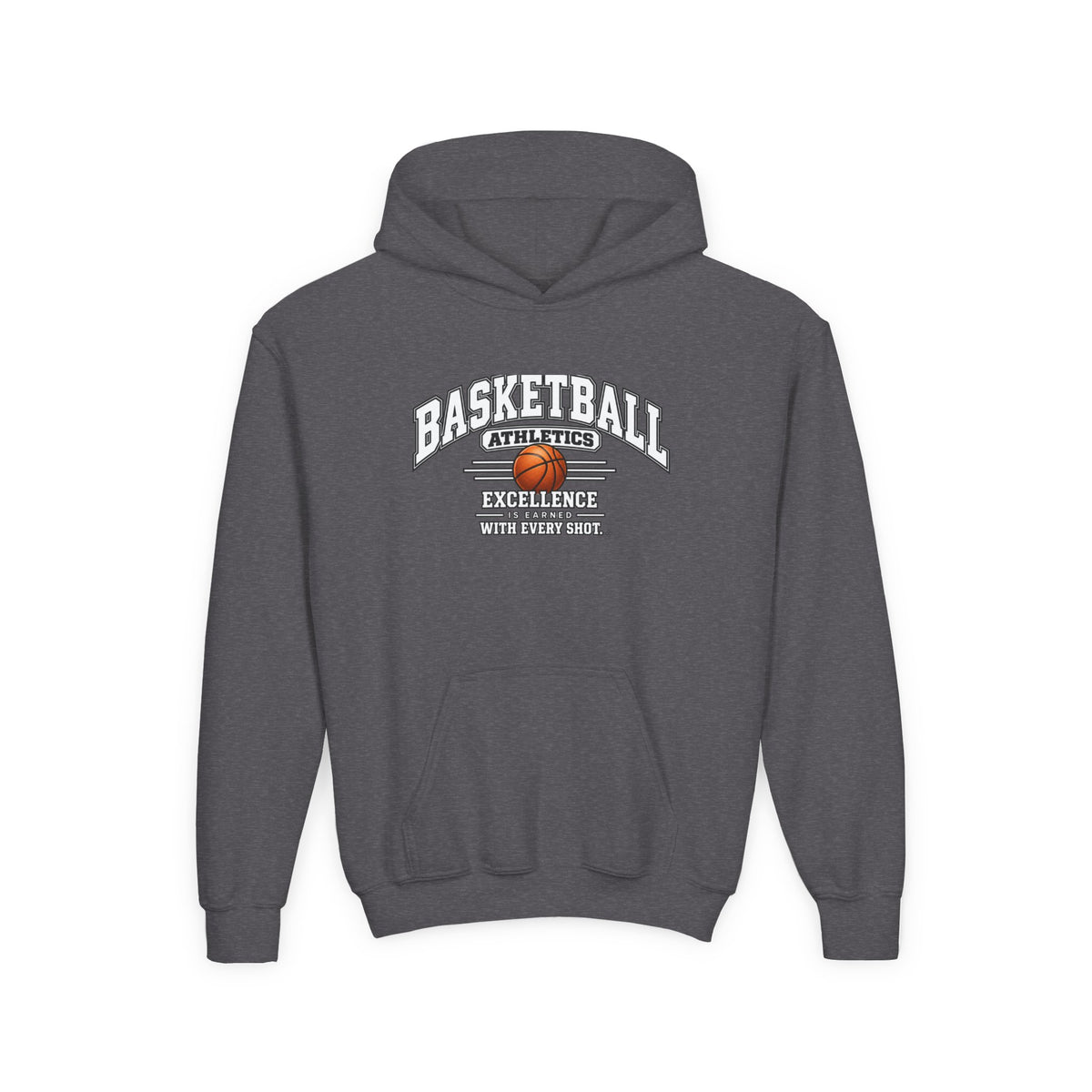 Basketball Athletics Youth Hoodie | Excellence Is Earned With Every Shot | Kids Basketball Youth Hoodie