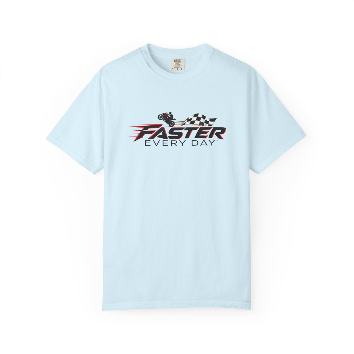 Faster Every Day Checkered Flag Logo Tee | Motorcycle Racing Shirt | Comfort Colors T-Shirt