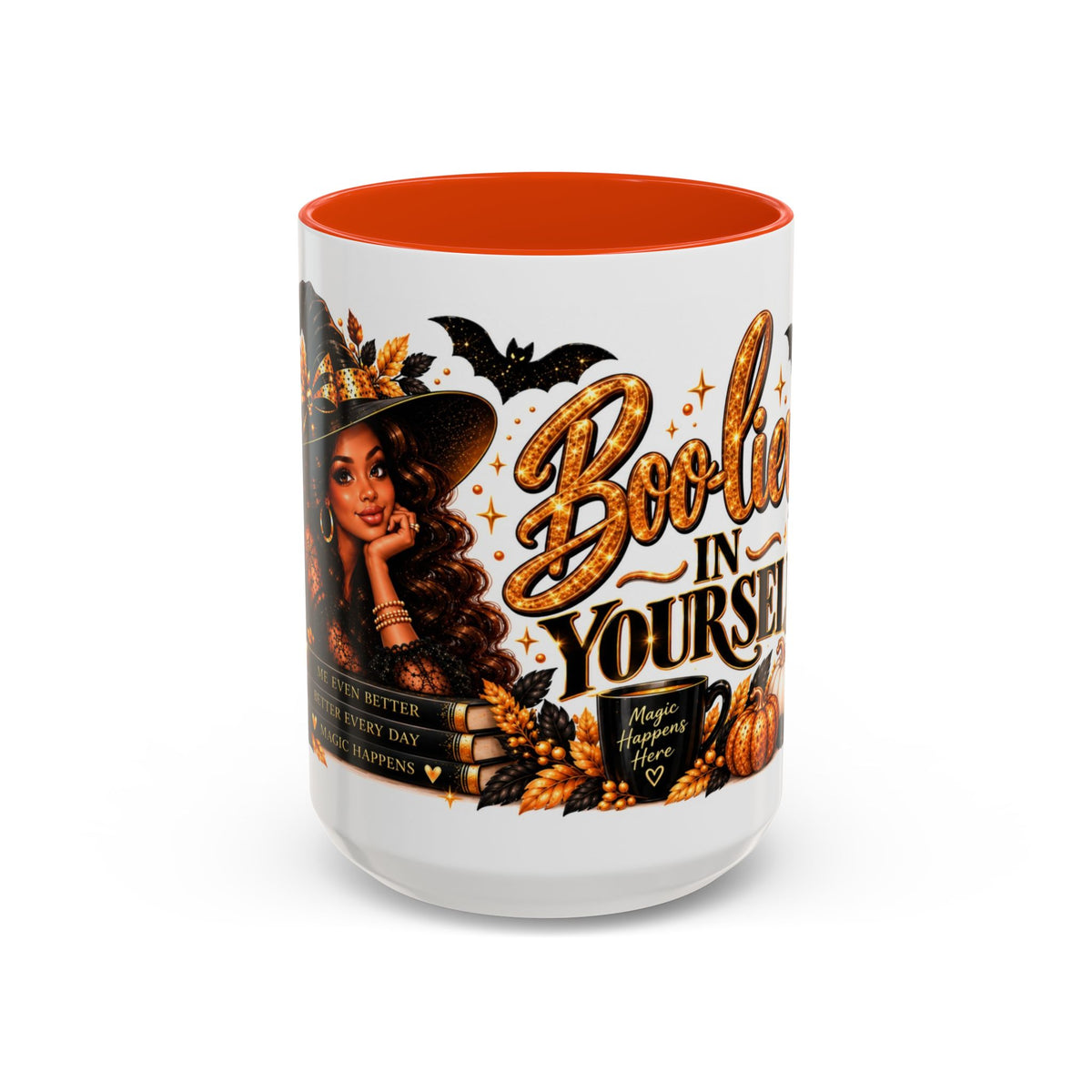 Halloween Mug, Cute 15oz Fall Coffee Mug, Funny Spooky Halloween Gift | BOO-LIEVE IN YOURSELF, Inspirational Mug